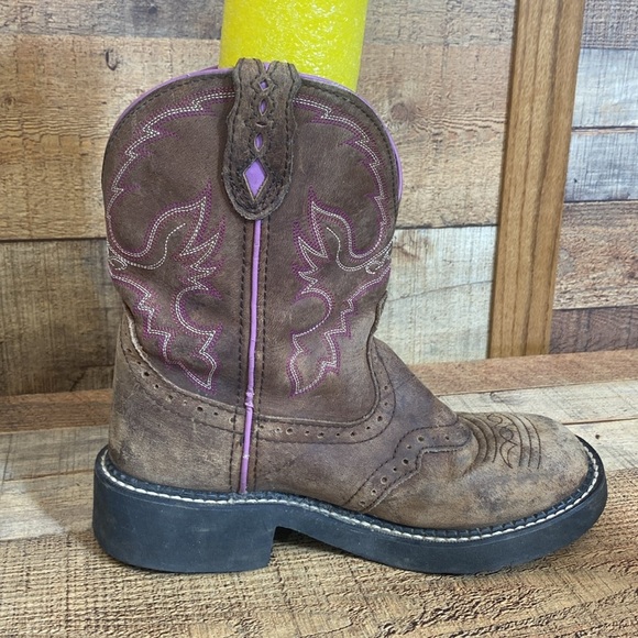 Justin Gypsy Western Boot Womens Size 6.5 B Leather Ankle Boots Round Toe Heels - Picture 5 of 13